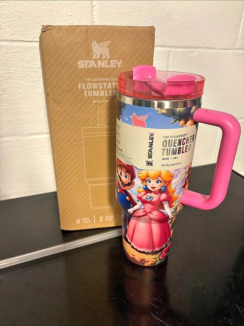 Stanley x Super Mario Princess Peach FlowState Quencher H2.0 Tumbler 40 oz BNIB